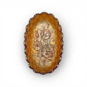 Imperial Glass Quilted Diamond Pansy Marigold Carnival Glass Candy Dish